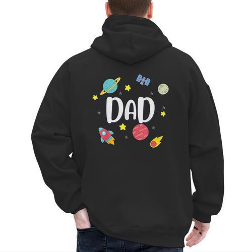 Dad Outer Space Galaxy Birthday For Family Men's Hoodie Back Print - Father's Day Fun