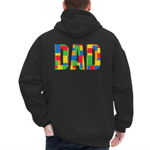 Dad Parent Brick Master Builder Building Blocks Set Family T Men's Hoodie Back Print - Father's Day Fun