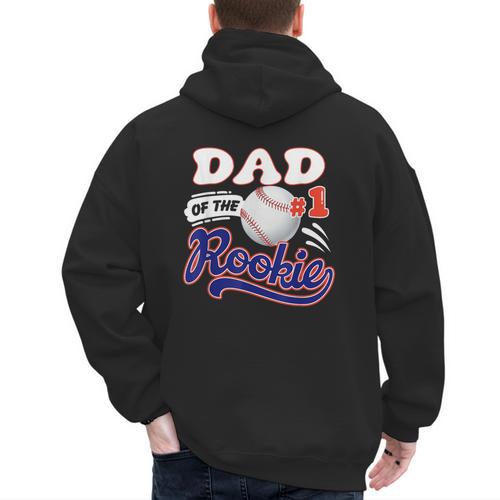 Dad Rookie Of Year 1st Birthday Baseball Theme Matching Men's Hoodie Back Print - Father's Day Fun