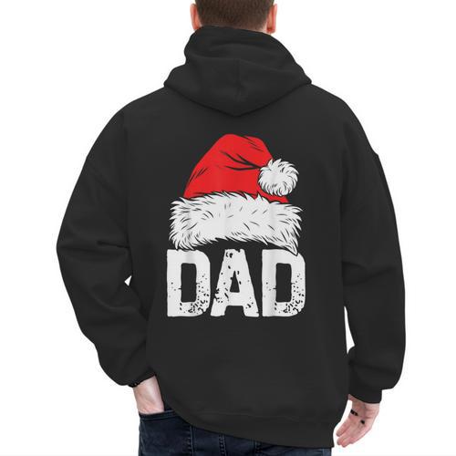 Dad Santa Christmas Family Matching Pajamas Papa Xmas Father Short Sleeve Men's Hoodie Back Print - Father's Day Fun