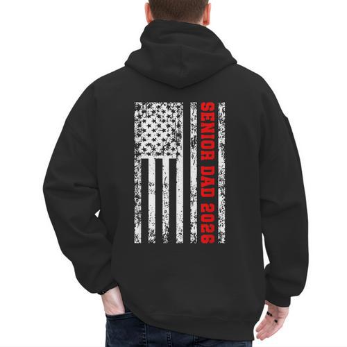 Dad Senior 2026 Proud Dad Of A Class Of 2026 Graduate Flag Men's Hoodie Back Print - Father's Day Fun