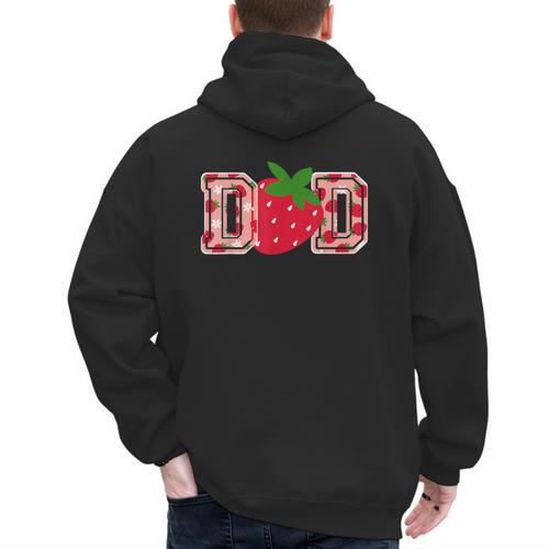 Dad Strawberry Birthday Men's Hoodie Back Print - Father's Day Fun