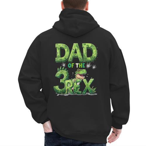 Dad Of The Three Rex Birthday Boy Dinosaur Family Matching Men's Hoodie Back Print - Father's Day Fun