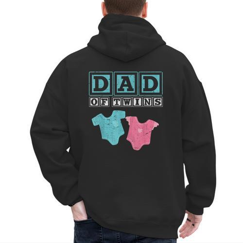 Dad Of Twins Family Daddy Fathers Day Future Parents Men's Hoodie Back Print - Father's Day Fun