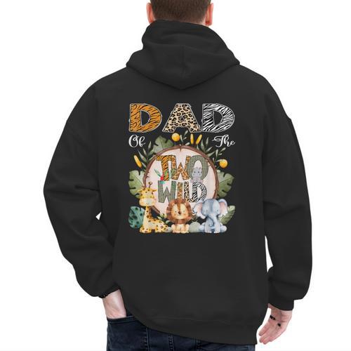 Dad Of The Two Wild Animal Safari 2Nd Birthday Party Men's Hoodie Back Print - Father's Day Fun