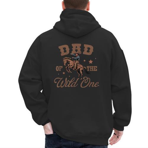 Dad Of The Wild One Cowboy Western Rodeo Party Matching Men's Hoodie Back Print - Father's Day Fun