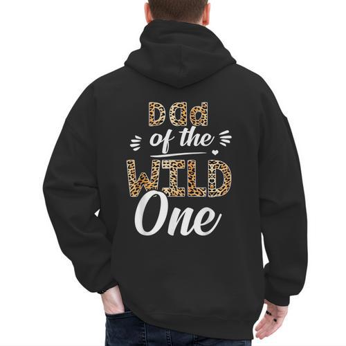 Dad Of The Wild One Zoo Themed 1st Birthday Party Men's Hoodie Back Print - Father's Day Fun