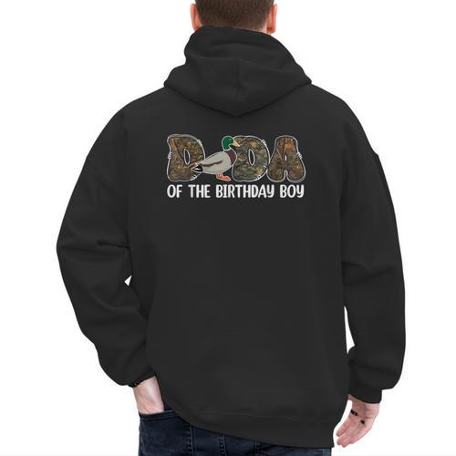 Dada Of The Birthday Boy One Lucky Duck 1st Birthday Family Men's Hoodie Back Print - Father's Day Fun