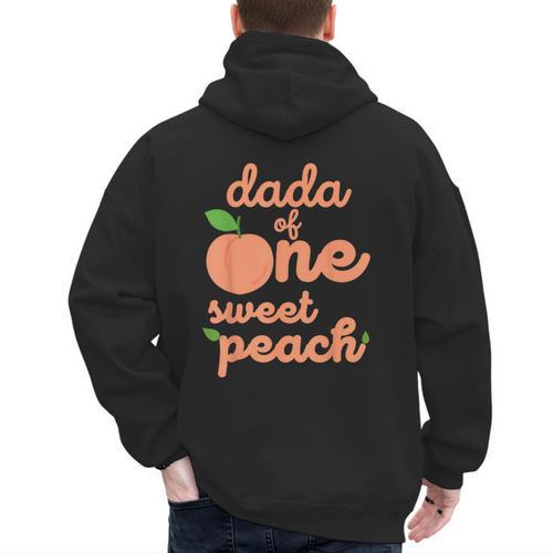 Dada Dad First Birthday One Sweet Peach Bday Family Matching Men's Hoodie Back Print - Father's Day Fun