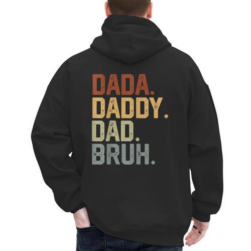 Dada Daddy Dad Bruh Retro Vintage Fathers Day Vintage Men's Hoodie Back Print - Father's Day Fun