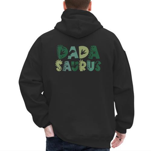 Dada Saurus Dad Dinosaur Three Rex Birthday Boy Girl Family Men's Hoodie Back Print - Father's Day Fun