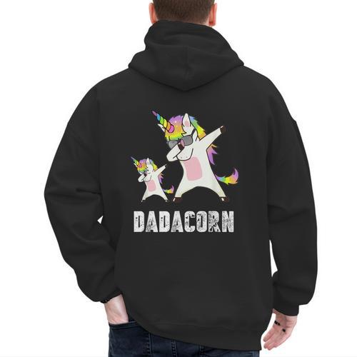 Dadacorn Shirt Unicorn Dad And Baby Best Father Men's Hoodie Back Print - Father's Day Fun