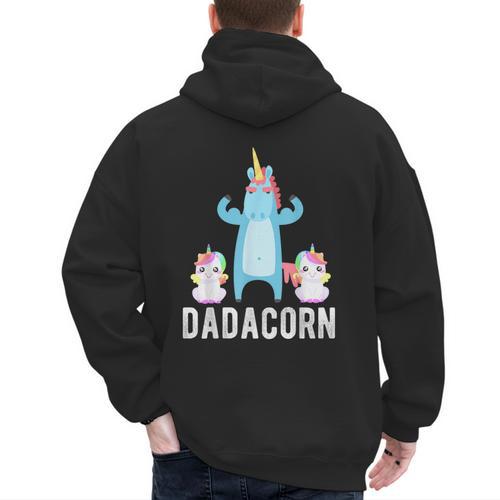 Dadacorn Unicorn Lover Tee For Papa Dad And Kid Men's Hoodie Back Print - Father's Day Fun