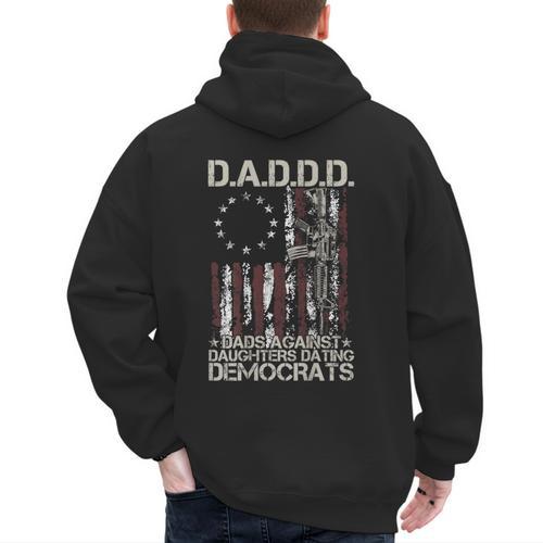 Daddd Gun Dads Against Daughters Dating Democrats On Back Men's Hoodie Back Print - Father's Day Fun