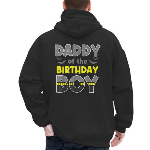 Daddy Of The Birthday Boy Bat Family Party Theme Boys Men's Hoodie Back Print - Father's Day Fun