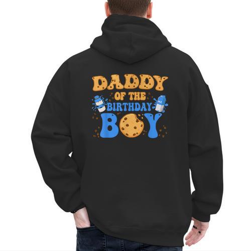 Daddy Of The Birthday Boy Milk And Cookies Lover Men's Hoodie Back Print - Father's Day Fun