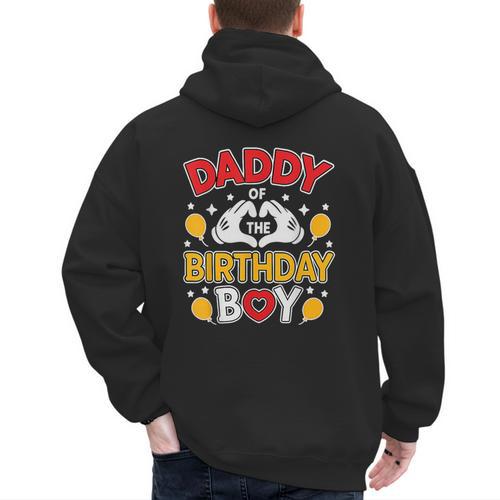 Daddy Of The Birthday Boy Shirt Matching Dad Son Family Bday Men's Hoodie Back Print - Father's Day Fun