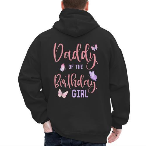 Daddy Of The Birthday Girl Butterfly Party Matching Family Men's Hoodie Back Print - Father's Day Fun