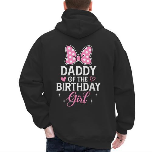 Daddy Of The Birthday Girl Pink Bow Birthday Family Matching Men's Hoodie Back Print - Father's Day Fun