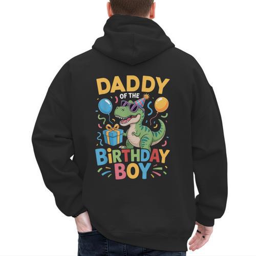 Daddy Of The Birthday Party Outfit Dinosaur Squad Dad Men's Hoodie Back Print - Father's Day Fun