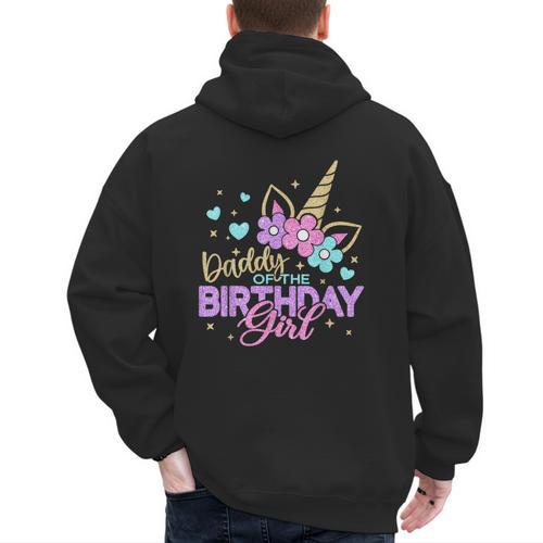 Daddy Of The Birthday Princess Girl Dad Unicorn Bday Party Men's Hoodie Back Print - Father's Day Fun
