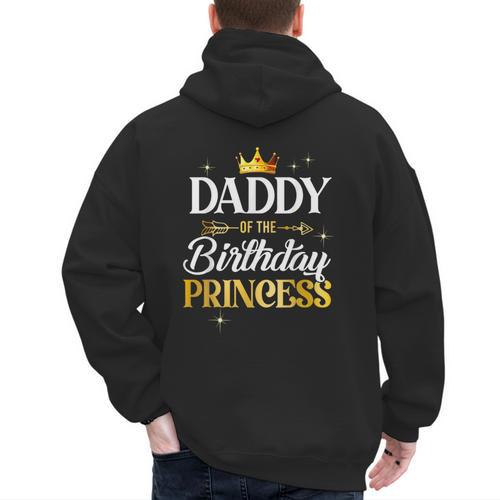Daddy Of The Birthday Princess Girl Party Matching Family Men's Hoodie Back Print - Father's Day Fun