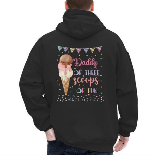 Daddy Dad Ice Cream Third Birthday Three Scoops Of Fun Men's Hoodie Back Print - Father's Day Fun