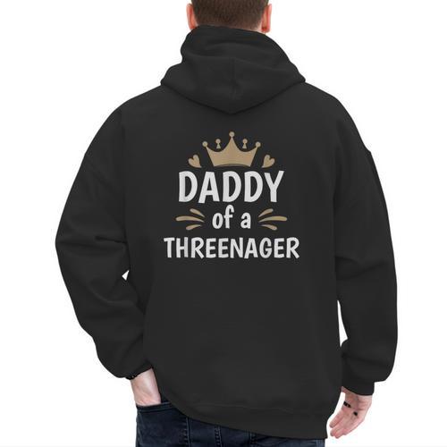 Daddy Dad Of A Threenager 3rd Birthday Men's Hoodie Back Print - Father's Day Fun