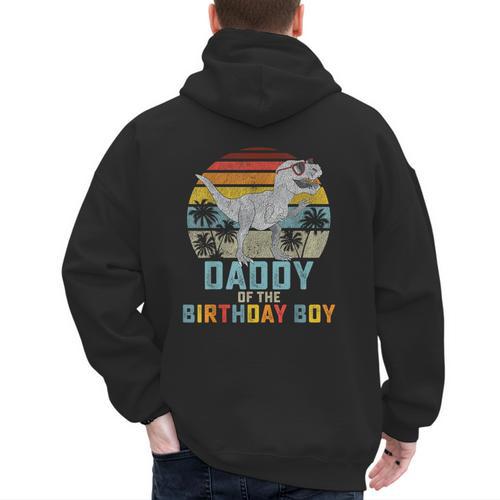 Daddy Dinosaur Of The Birthday Boy Dad Matching Family Men's Hoodie Back Print - Father's Day Fun