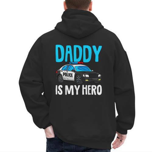 Daddy Is My Hero Police Toddler Police Officer Cop Boys Kids Men's Hoodie Back Print - Father's Day Fun