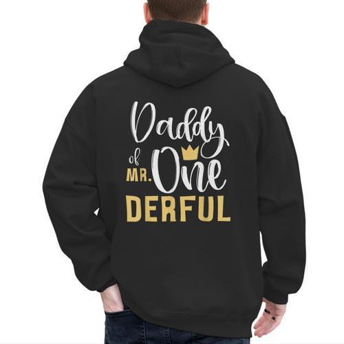 Daddy Of Mr Onederful 1st Birthday First One-Derful Matching Men's Hoodie Back Print - Father's Day Fun