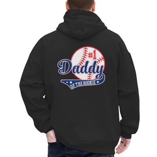 Daddy Of Rookie 1st Birthday Baseball Theme Matching Party Men's Hoodie Back Print - Father's Day Fun