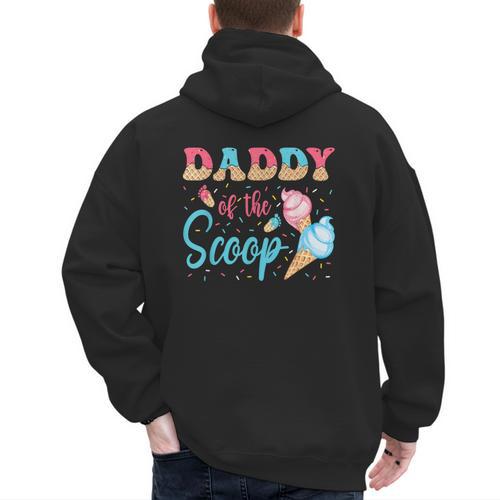 Daddy Of The Scoop Ice Cream Gender Reveal Baby Shower Men's Hoodie Back Print - Father's Day Fun