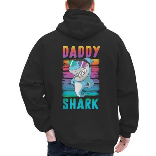 Daddy Shark Retro Vintage Dad Men's Hoodie Back Print - Father's Day Fun