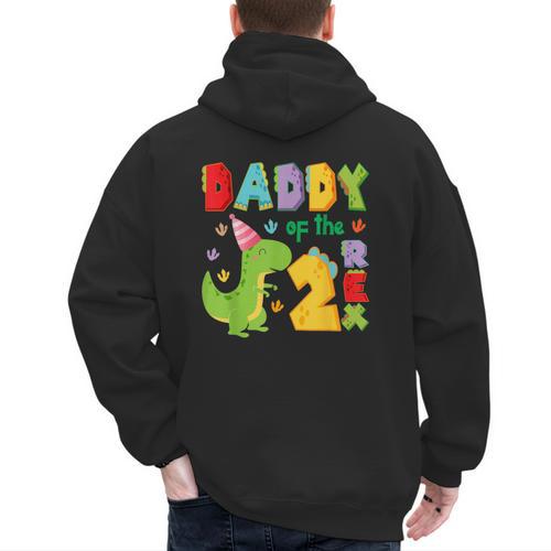 Daddy Of The Two Rex 2Nd Birthday Boy Dinosaur T-Rex Men's Hoodie Back Print - Father's Day Fun