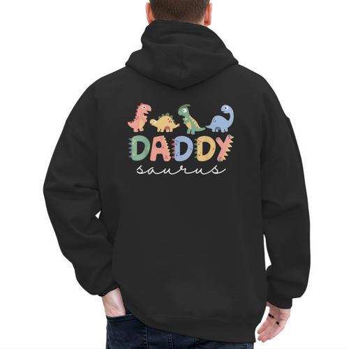 Daddysaurus T Rex Dinosaur Dad Daddy Saurus Family Men's Hoodie Back Print - Father's Day Fun