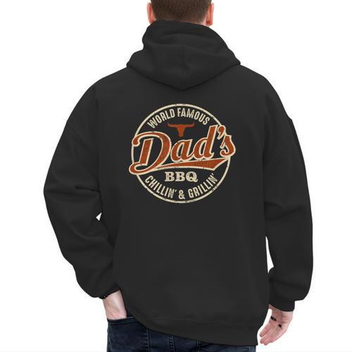 Dad's BBQ Chilling And Grilling Vintage Men's Hoodie Back Print - Father's Day Fun