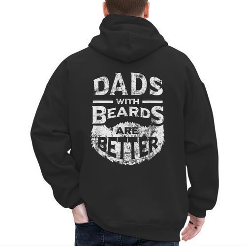 Dads With Beards Are Better Distressed Men's Hoodie Back Print - Father's Day Fun