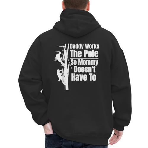 Dads Electrical Lineman Gear Husband & Lineman Wife Men's Hoodie Back Print - Father's Day Fun