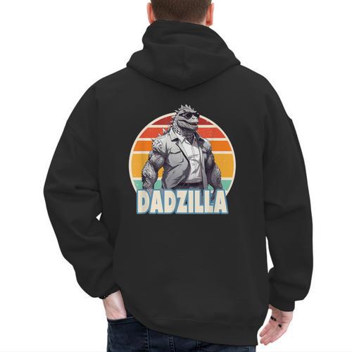 Dadzilla The Rad Dad Kaiju Vibes Men's Hoodie Back Print - Father's Day Fun