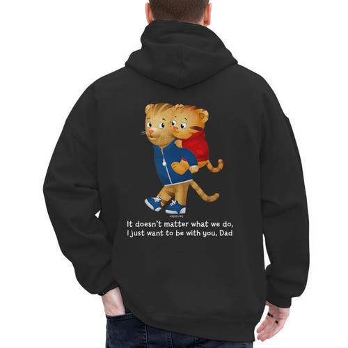 Daniel And Dad Tiger Dark Shirt Men's Hoodie Back Print - Father's Day Fun