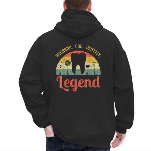 Dentist Dental Surgeon Dentistry Husband Dad Oral Hygiene Men's Hoodie Back Print - Father's Day Fun