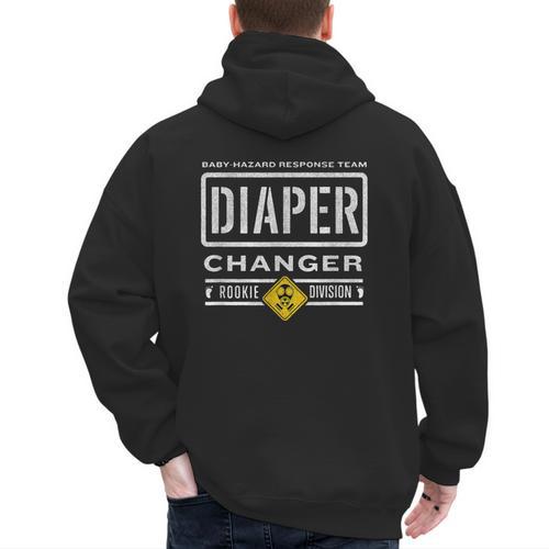 Diaper Changer Duty Expecting Baby New Dad Mom Men's Hoodie Back Print - Father's Day Fun