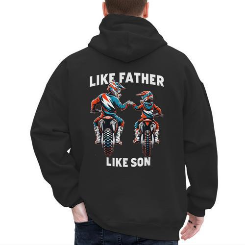 Dirt Bike Family Father Son Motocross Off-Road MX Dad Boys Men's Hoodie Back Print - Father's Day Fun