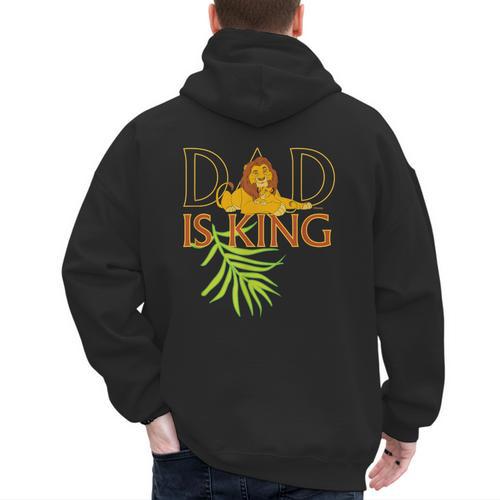 Disney The Lion King Dad Is King Mufasa & Simba Father's Day Men's Hoodie Back Print - Father's Day Fun