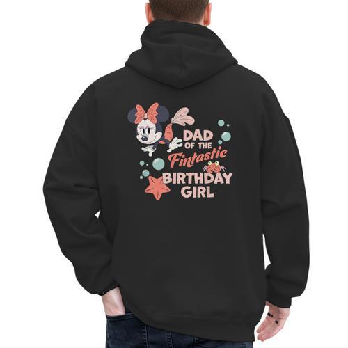 Disney Minnie Mouse Mermaid Dad Of The Birthday Girl Men's Hoodie Back Print - Father's Day Fun