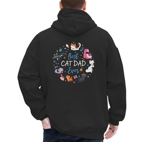 Disney Pet Parent Father’s Day Disney Cats Best Cat Dad Ever Men's Hoodie Back Print - Father's Day Fun