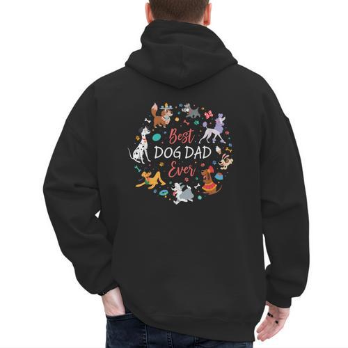 Disney Pet Parent Father’s Day Disney Dogs Best Dog Dad Ever Men's Hoodie Back Print - Father's Day Fun