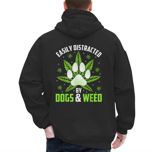 Dogs And Weed Dad Mom Dog Lover Cannabis Marijuana For Men Women Men's Hoodie Back Print - Father's Day Fun