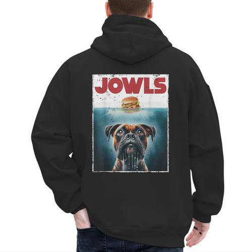 Drooling Boxer Jowls Fawn Dog Mom Dog Dad Burger Men's Hoodie Back Print - Father's Day Fun
